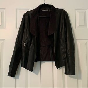 black faux-leather blazer
